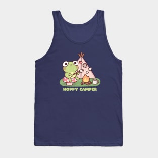 Cute Frog At Campfire Hoppy Camper Pun Tank Top